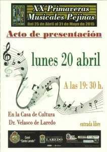 PRESENTACIÓN "PRIMAVERAS MUSICALES PEJINAS" @ Casa de Cultura Dr. Velasco