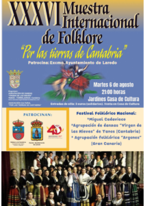 ACTUACIÓN DE FOLKLORE NACIONAL “MIGUEL CADAVIECO, AGRUPACIÓN DE DANZAS VIRGEN DE LAS NIEVES DE TANOS Y AGRUPACIÓN FOLKLÓRICA ARAGONES” @ Jardines de la Casa de Cultura Dr. Velasco