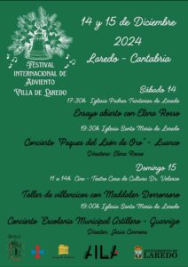 FESTIVAL INTERNACIONAL DE ADVIENTO VILLA DE LAREDO "TALLER DE VILLANCICOS" Y "CONCIERTO" @ Teatro Casa de Cultura Dr. Velasco (De 11 a 14:00 h.) e Iglesia Santa María (19:00 h.)