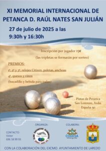 XI MEMORIAL INTERNACIONAL DE PETANCA D. RAÚL NATES SAN JULIÁN @ Pistas de Petanca Barrio de San Lorenzo (Avda. España, 50)