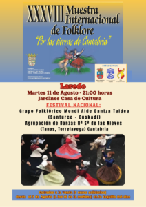 MUESTRA INTERNACIONAL DE FOLKLORE “POR LAS TIERRAS DE CANTABRIA”: FESTIVAL FOLKLÓRICO NACIONAL: PAÍS VASCO + CANTABRIA. @ Jardines de la Casa de Cultura Dr. Velasco