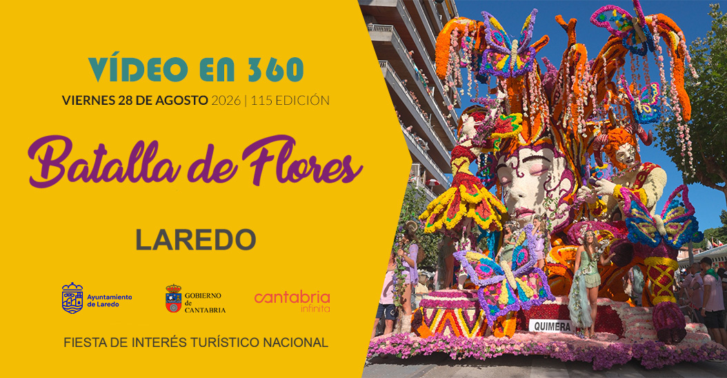 Cartel visita virtual Batalla de Flores Laredo 2026
